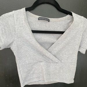 Grey crop wrap shirt✨